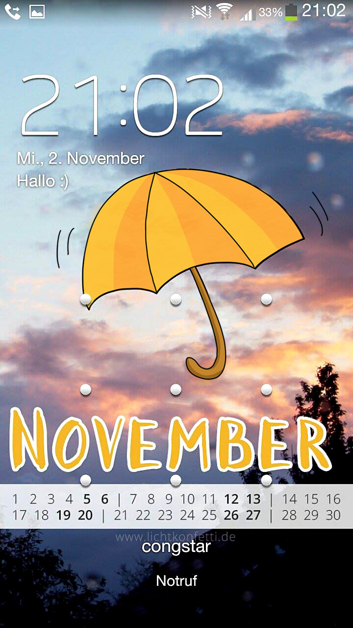 free Wallpaper November 2016 iPhone - Herbst Regenschirm Sonne Autumn